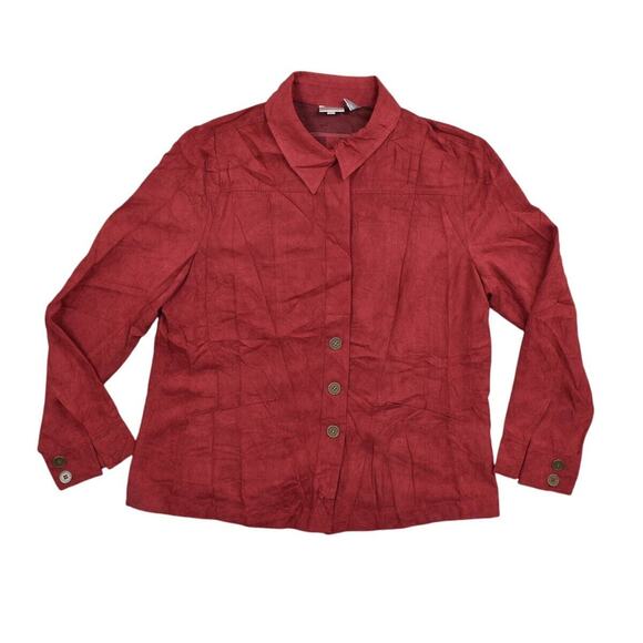 Chico's Size 3 Red Polyester Button-Up Top - Preowned Long Sleeve - Picture 1 of 8